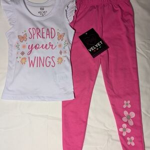 Velvet Kids Pajamas Set - White and Pink